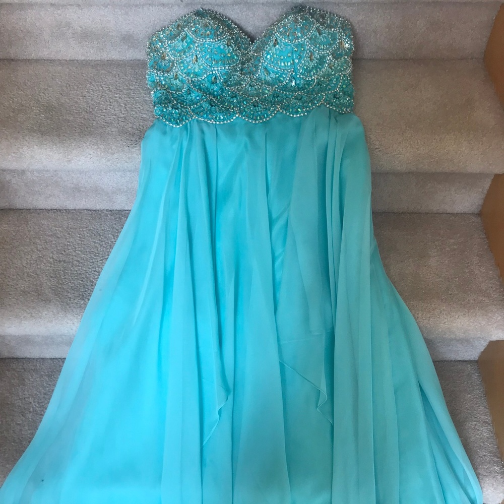 Strapless Prom Dress with Scalloped Detail